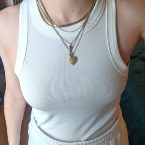 Free People layered gold chain heart necklace